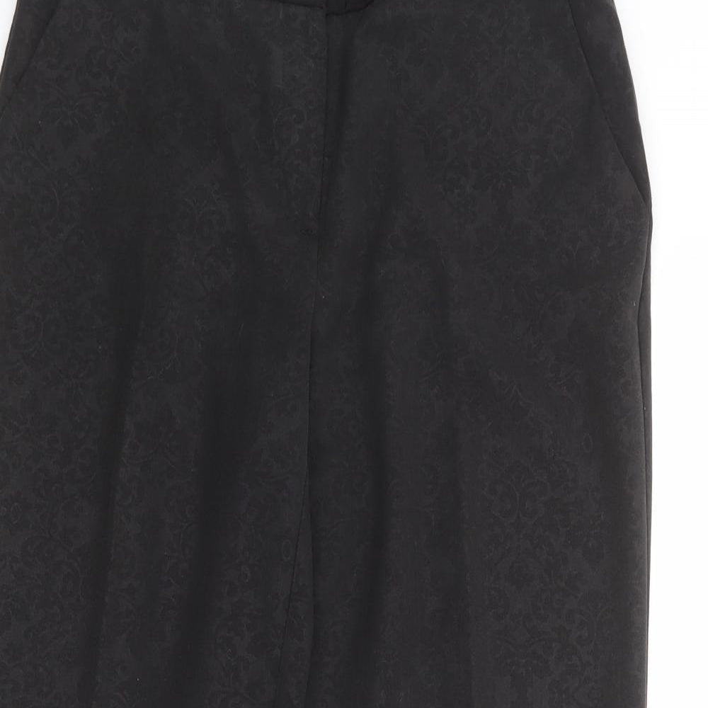 NEXT Womens Black Geometric Polyester Trousers Size 12 Regular Zip
