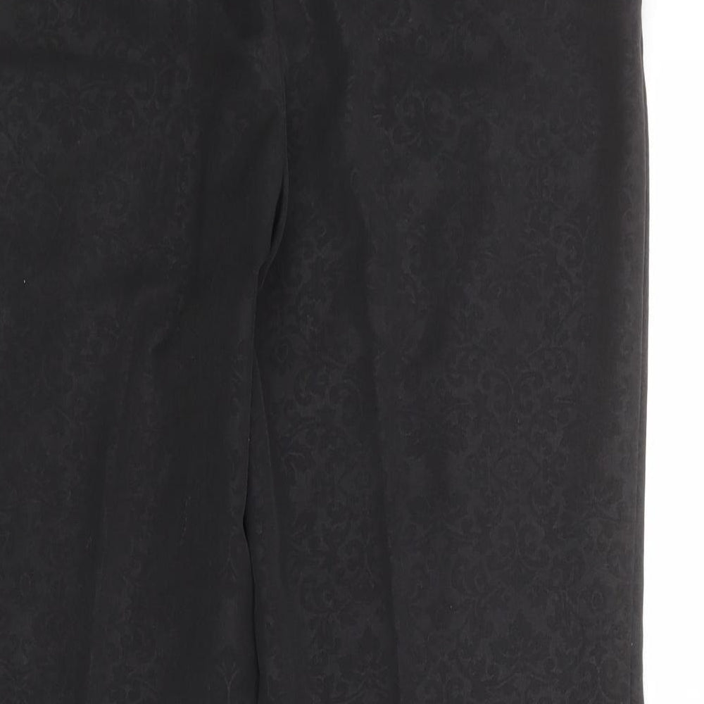 NEXT Womens Black Geometric Polyester Trousers Size 12 Regular Zip