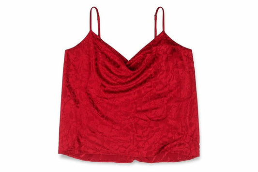 River Island Womens Red Geometric Viscose Camisole Tank Size 14 Cowl Neck