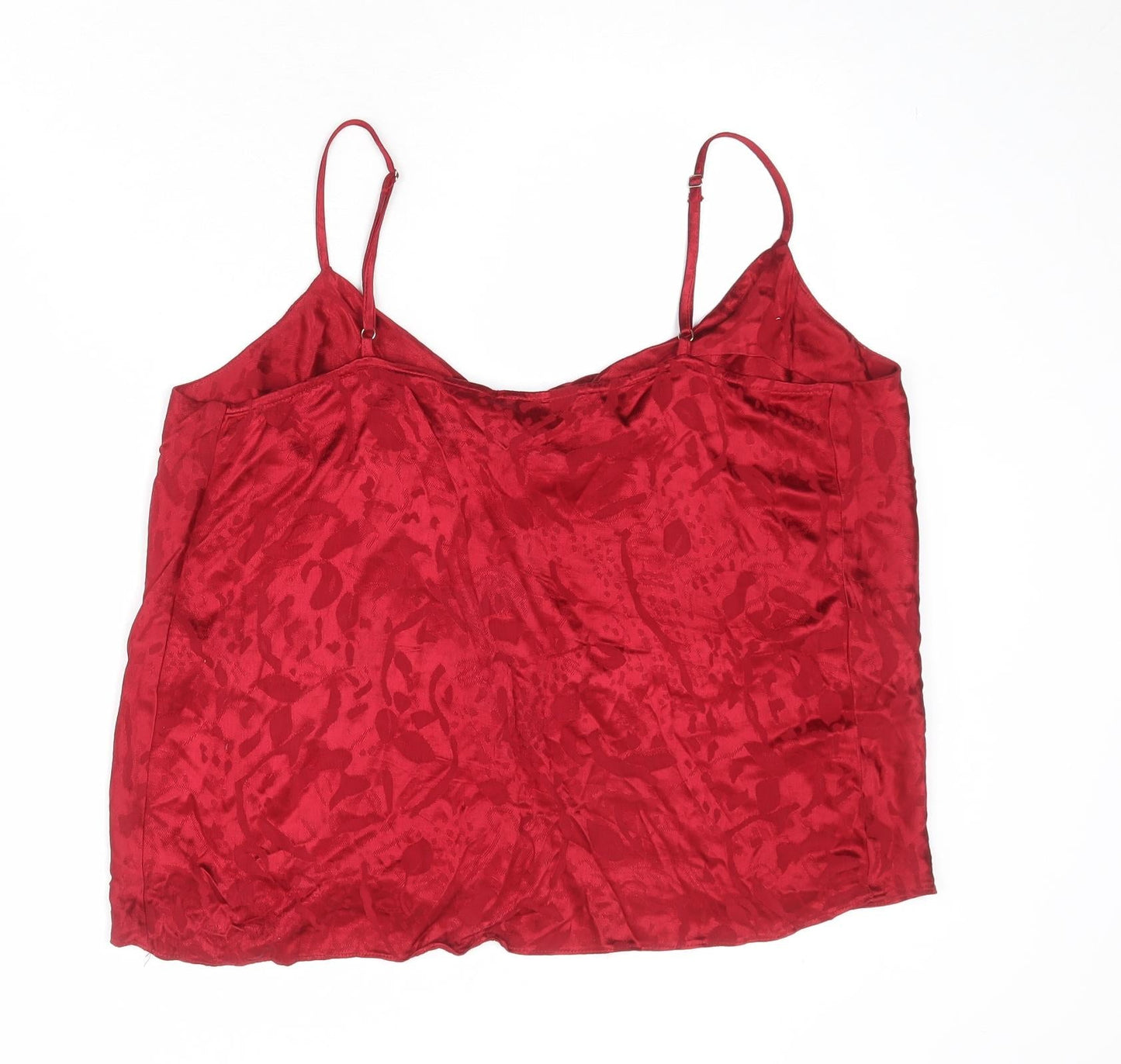 River Island Womens Red Geometric Viscose Camisole Tank Size 14 Cowl Neck