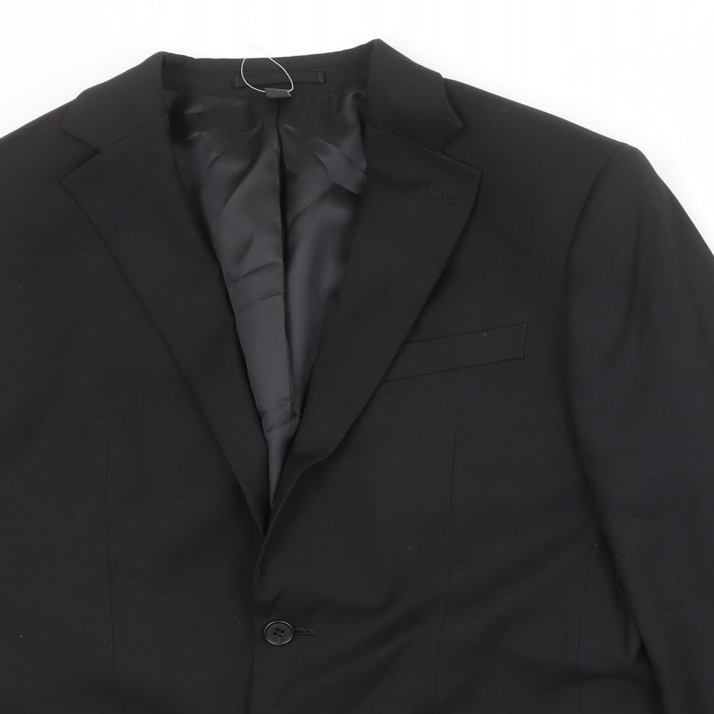 Marks and Spencer Mens Black Polyester Jacket Suit Jacket Size 38 Regular