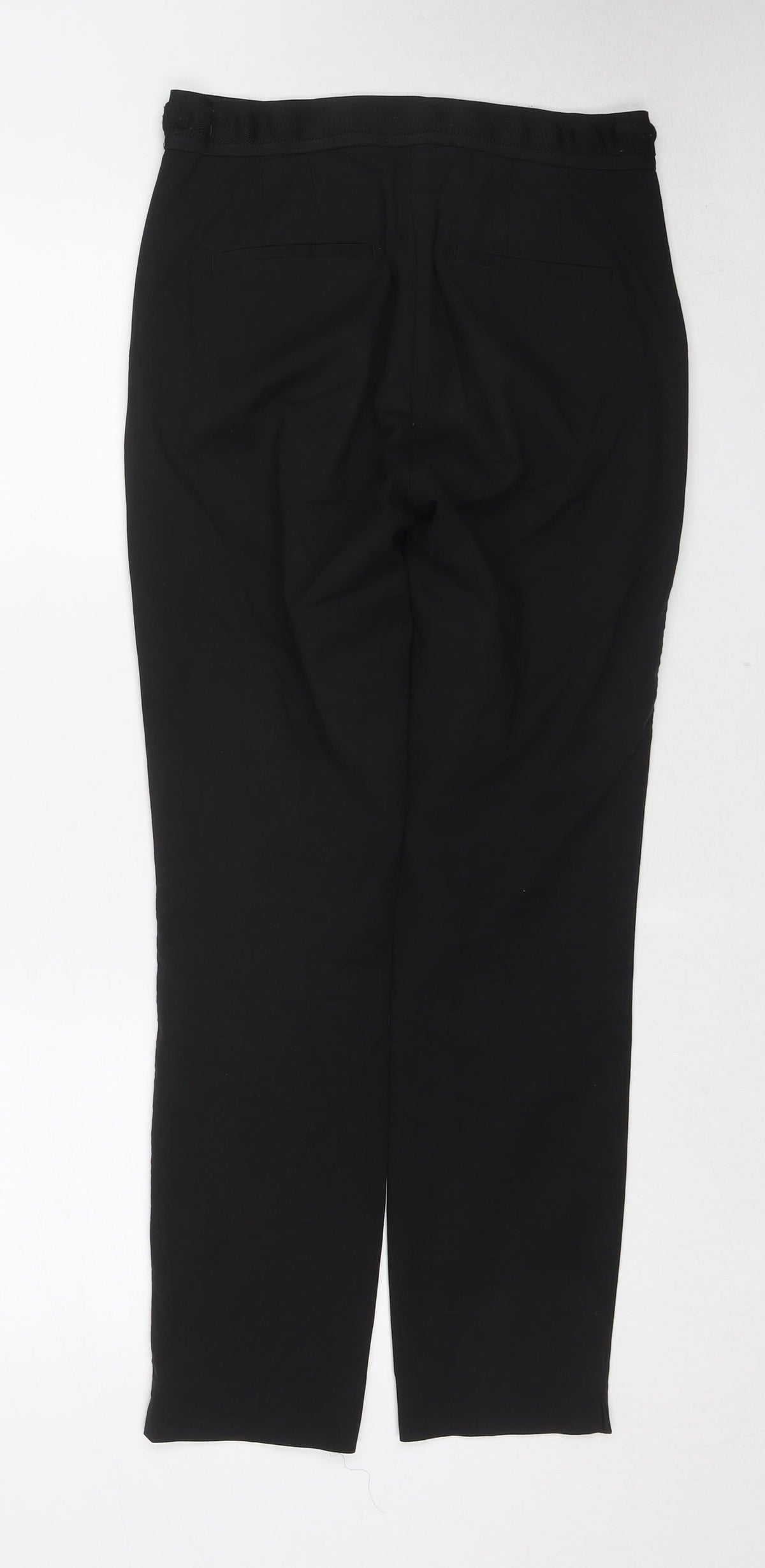 Zara Womens Black Cotton Trousers Size S Regular Zip