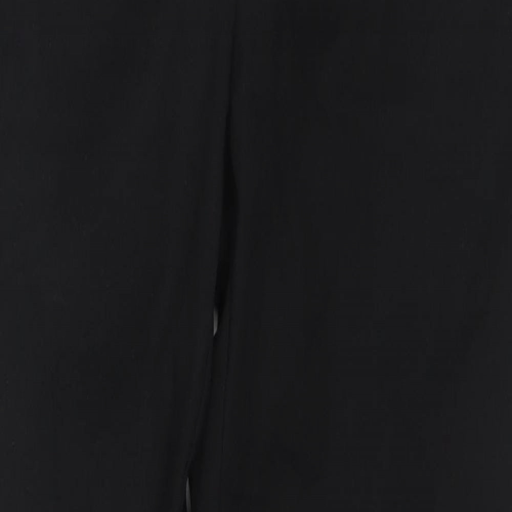 Zara Womens Black Cotton Trousers Size S Regular Zip