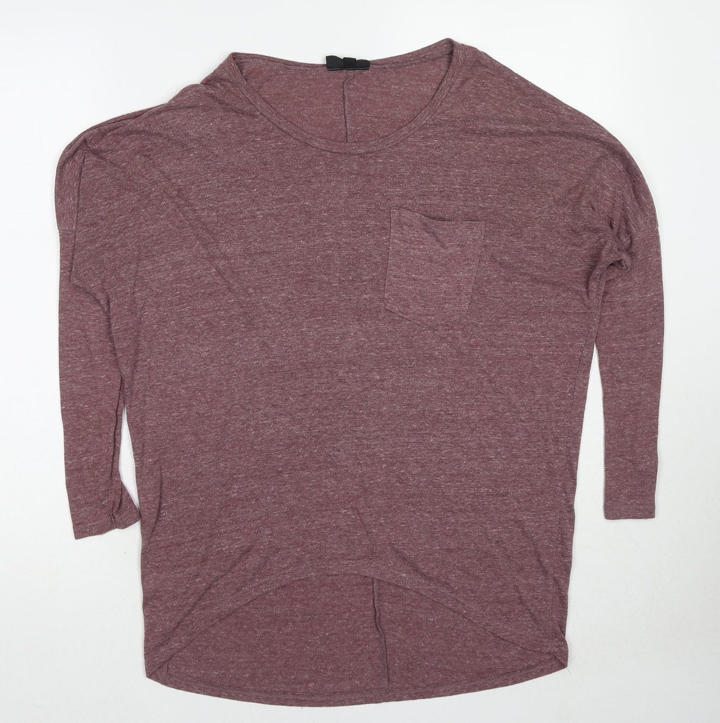 Topshop Womens Purple Polyester Basic T-Shirt Size 8 Boat Neck