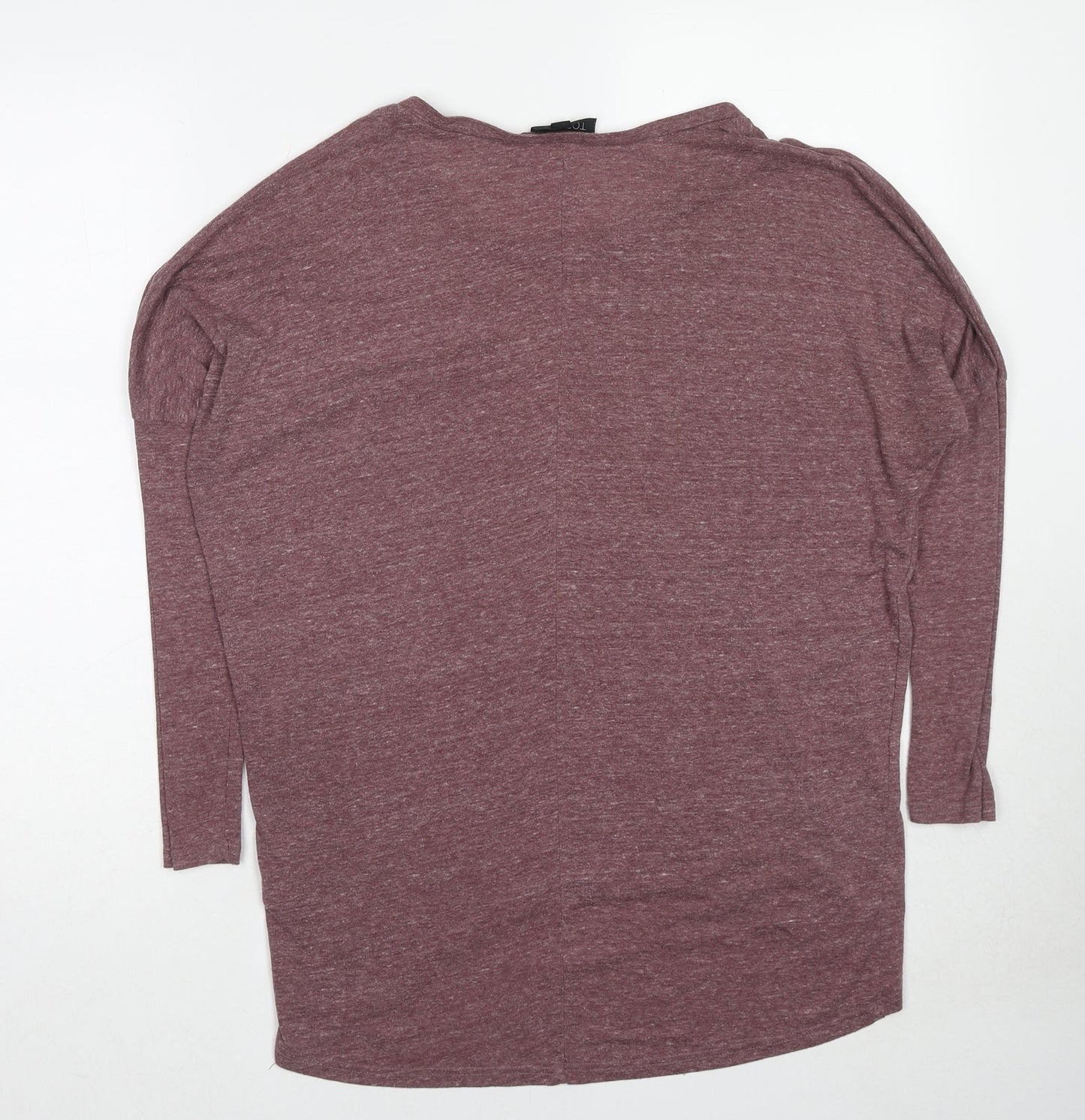 Topshop Womens Purple Polyester Basic T-Shirt Size 8 Boat Neck