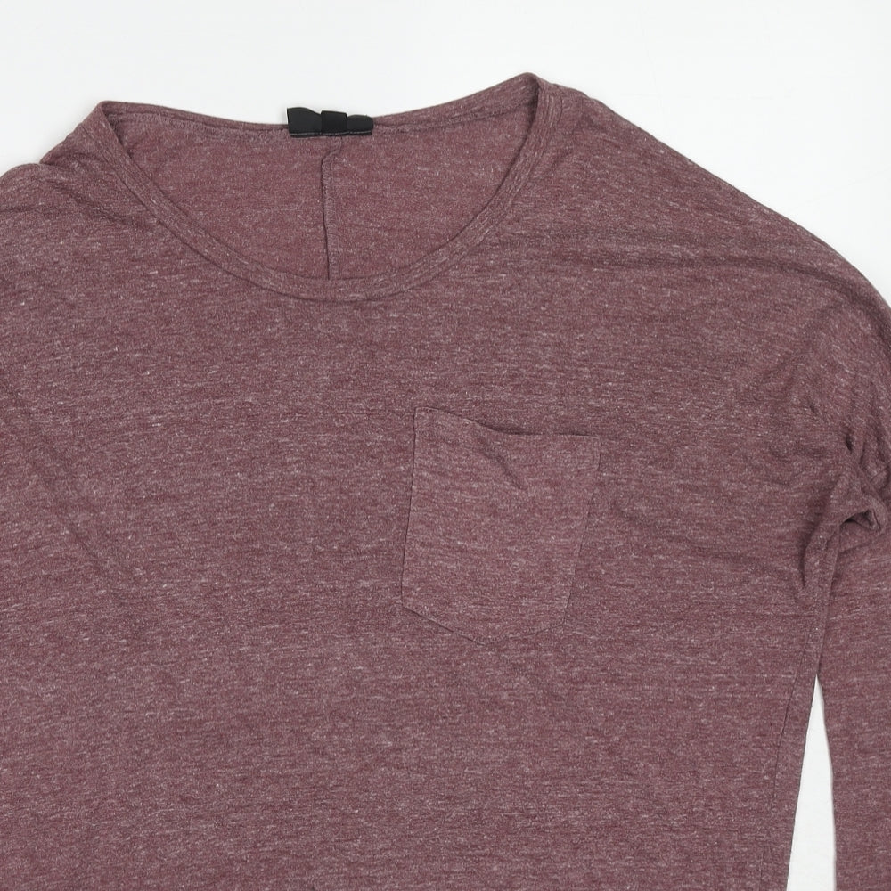Topshop Womens Purple Polyester Basic T-Shirt Size 8 Boat Neck