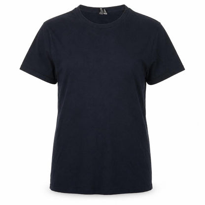 Front view of ASOS women’s blue cotton basic t-shirt, size L, crew neck