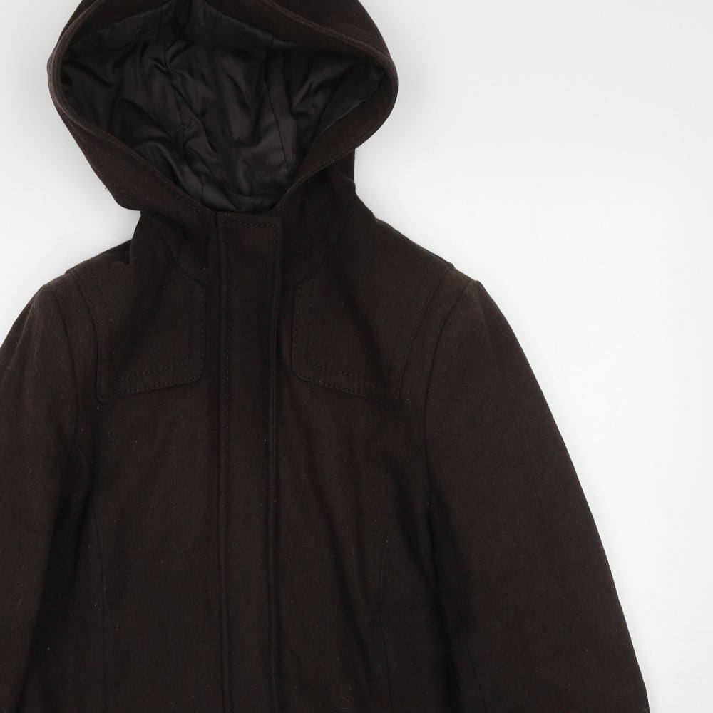 La Redoute Womens Brown Overcoat Coat Size 12 Zip