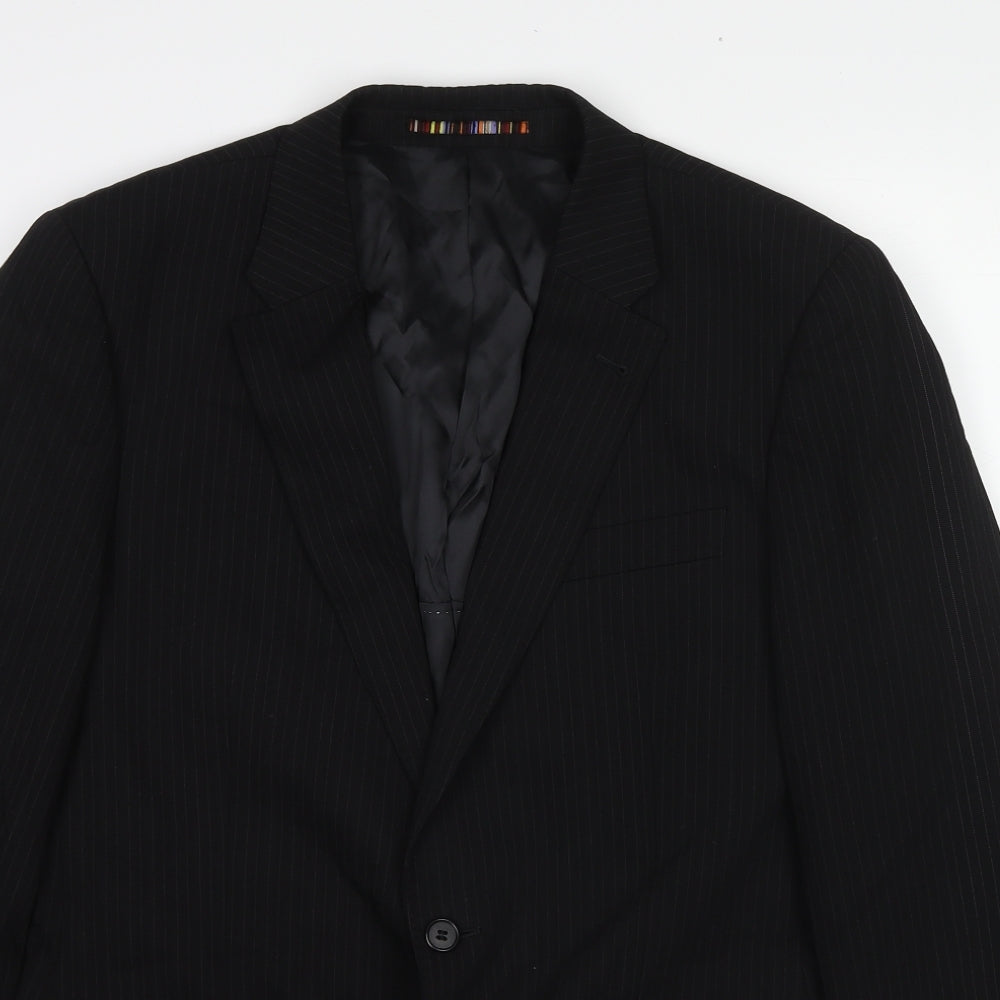 River Island Mens Black Striped Polyester Jacket Suit Jacket Size 42 Regular