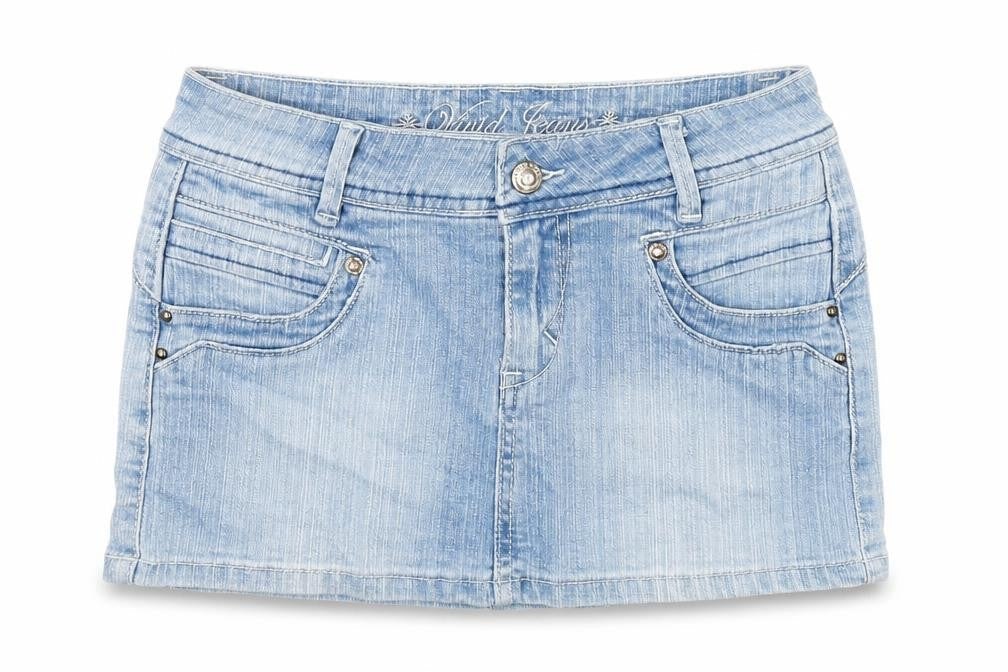 Vivid Girls Blue Cotton Mini Skirt Size 6 Years Regular Zip