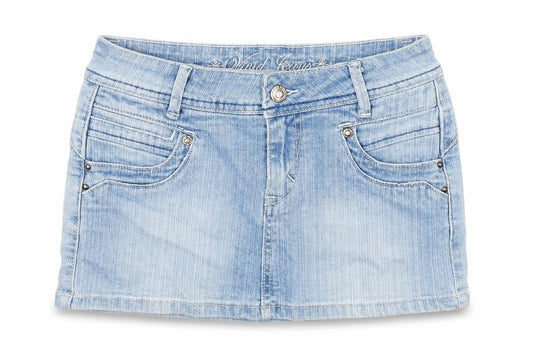 Vivid Girls Blue Cotton Mini Skirt Size 6 Years Regular Zip