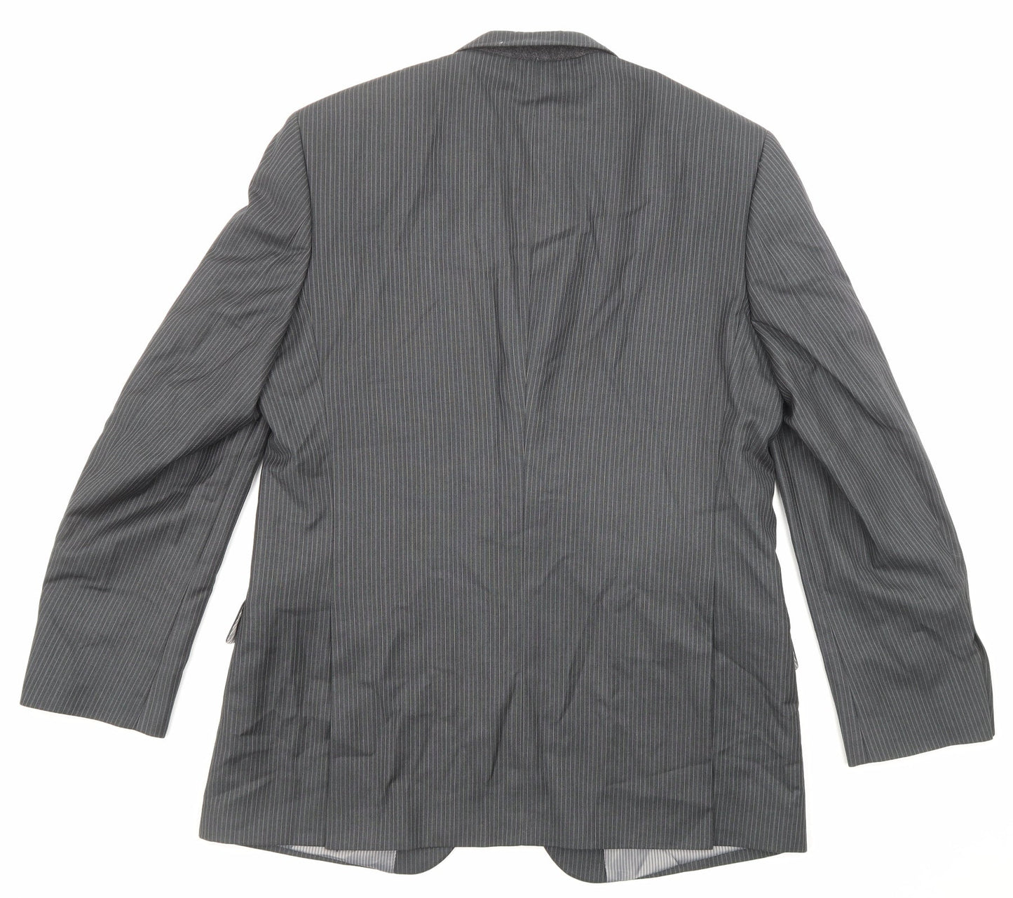 Burton Mens Grey Striped Polyester Jacket Suit Jacket Size 42 Regular
