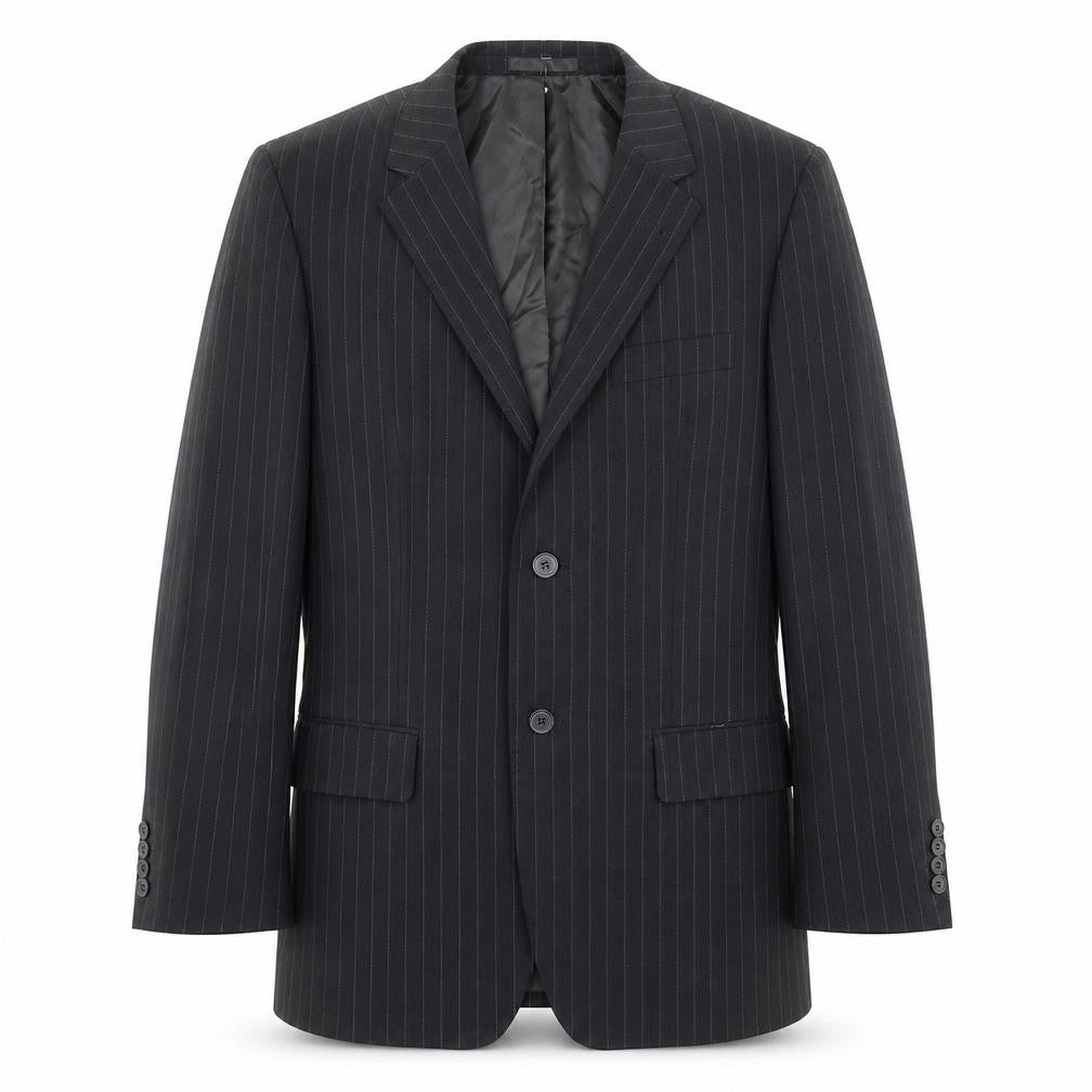 Butler & Webb Mens Black Striped Polyester Jacket Suit Jacket Size 38 Regular