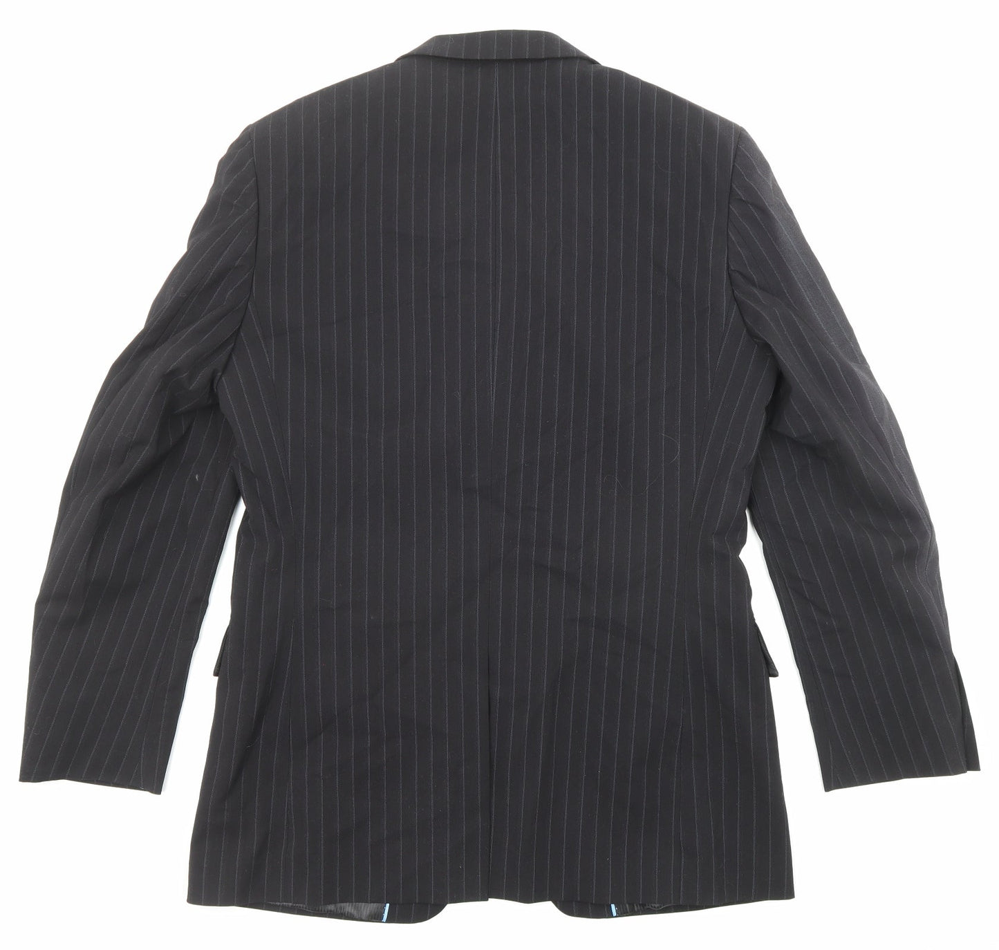 Butler & Webb Mens Black Striped Polyester Jacket Suit Jacket Size 38 Regular