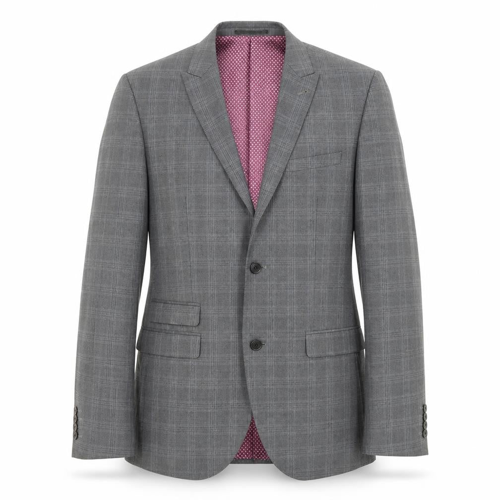 NEXT Mens Grey Plaid Polyester Jacket Suit Jacket Size 40 Regular