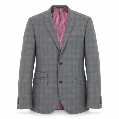 Next Mens Grey Plaid Polyester Jacket Suit Jacket Size 40 Regular