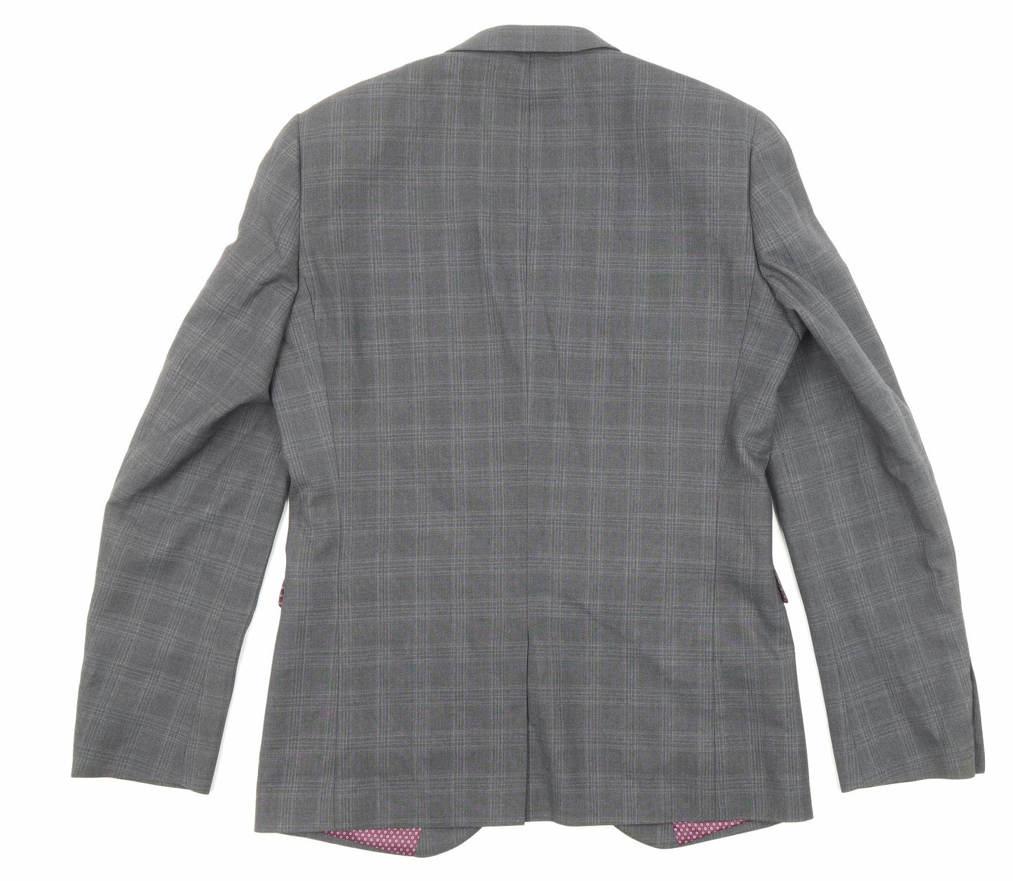 NEXT Mens Grey Plaid Polyester Jacket Suit Jacket Size 40 Regular