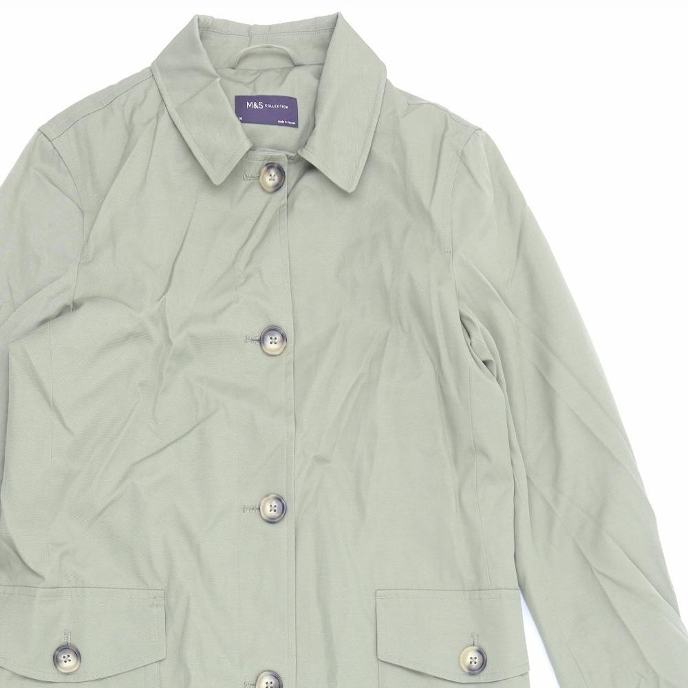 Marks & Spencer Womens Green Trench Coat Coat Size 10 Button