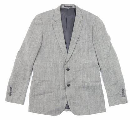 Fellini Mens Grey Polyester Jacket Suit Jacket Size 40 Regular