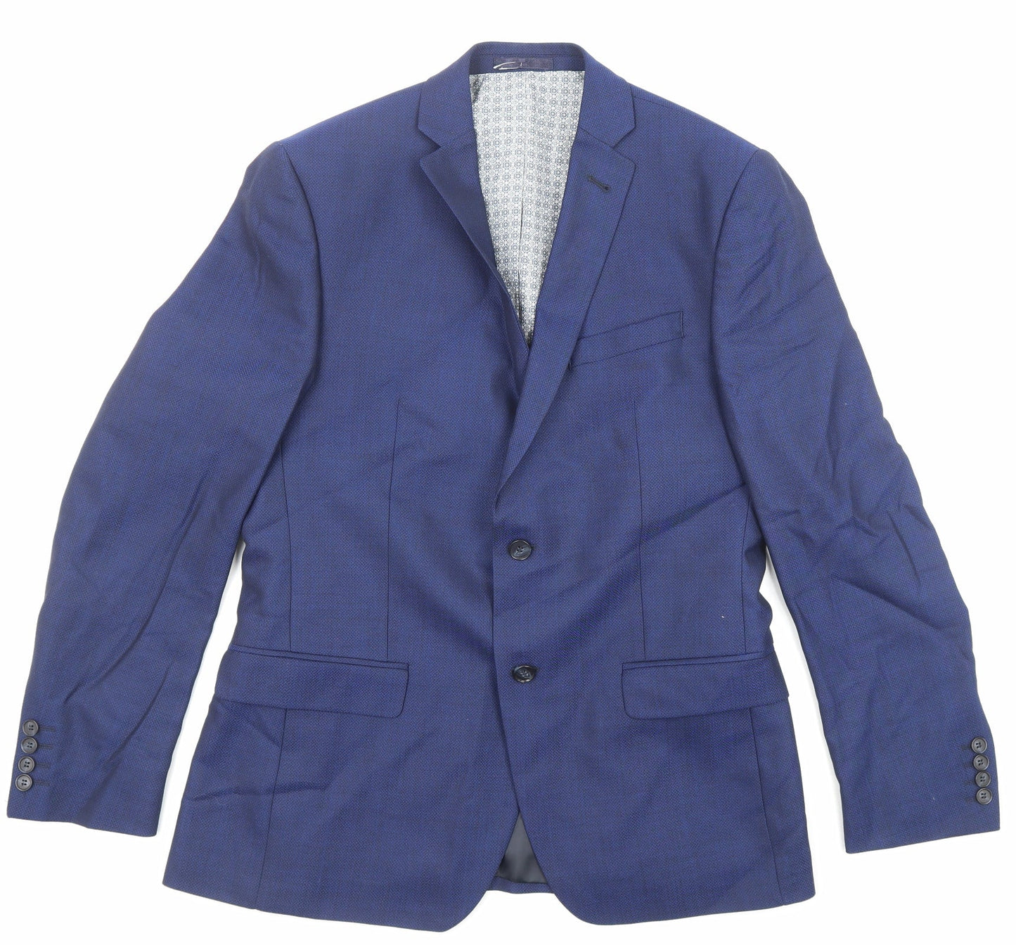 Racing Green Mens Blue Wool Jacket Suit Jacket Size 40 Regular