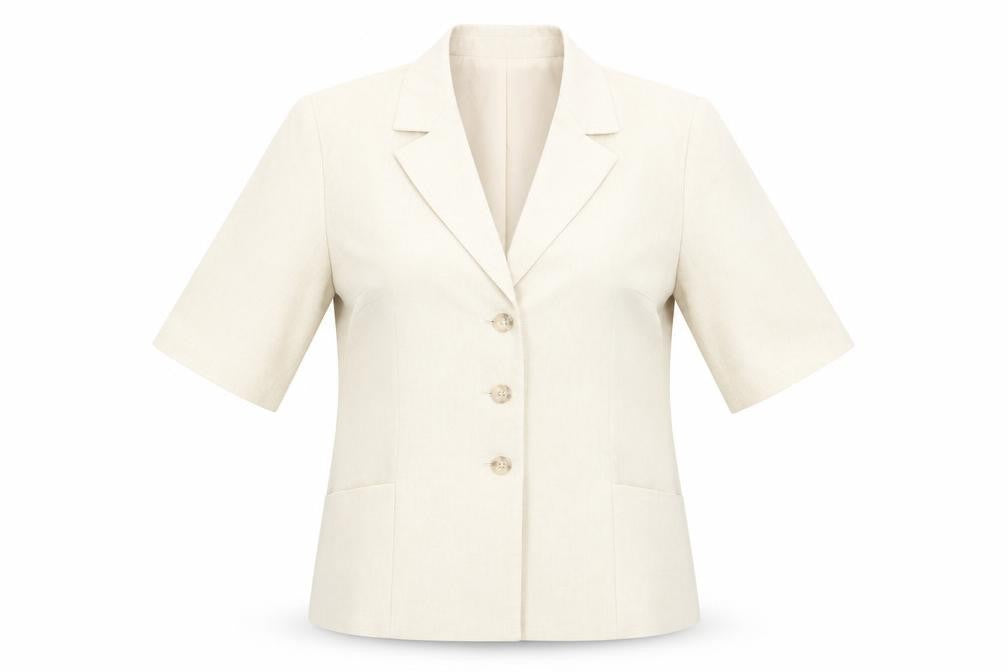 Classics Womens Beige Polyester Jacket Blazer Size 12 Button