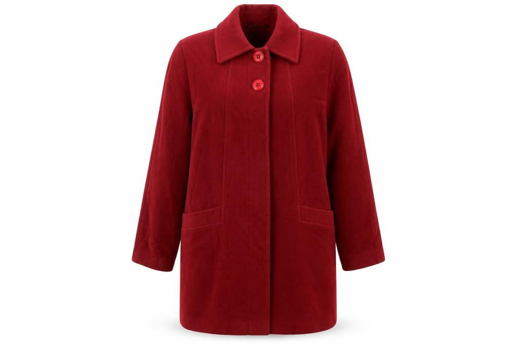 BHS Womens Red Overcoat Coat Size 16 Button