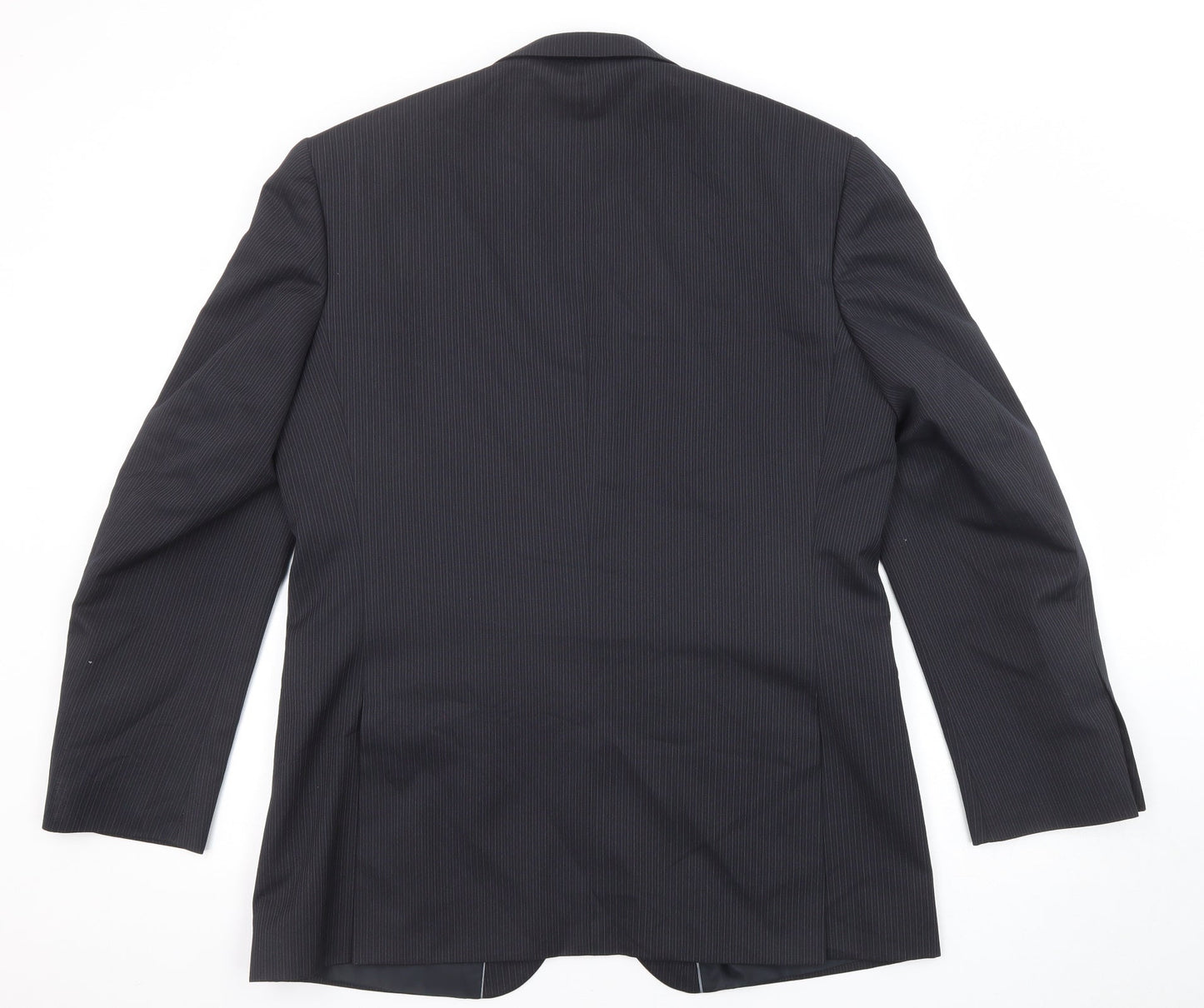 Burton Mens Black Striped Polyester Jacket Suit Jacket Size 42 Regular