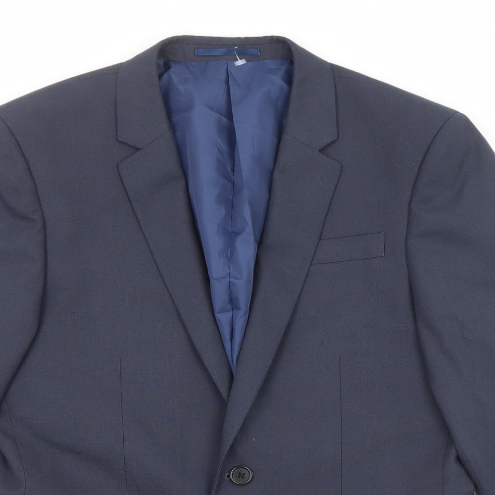 River Island Mens Blue Polyester Jacket Suit Jacket Size 38 Regular