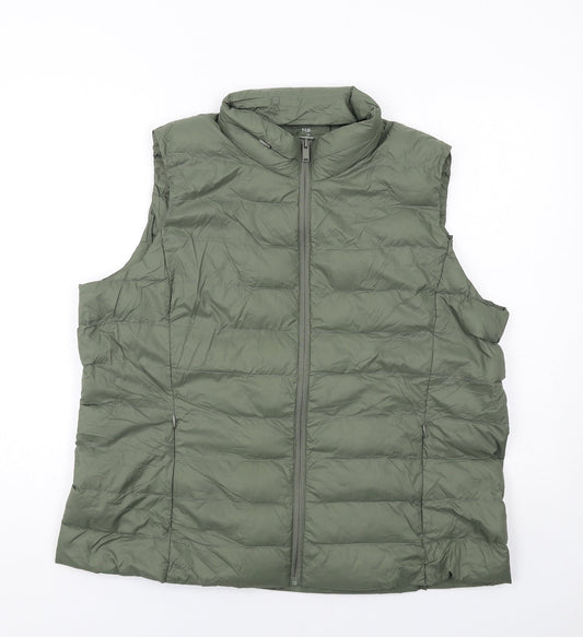 Marks and Spencer Womens Green Gilet Jacket Size 18 Zip