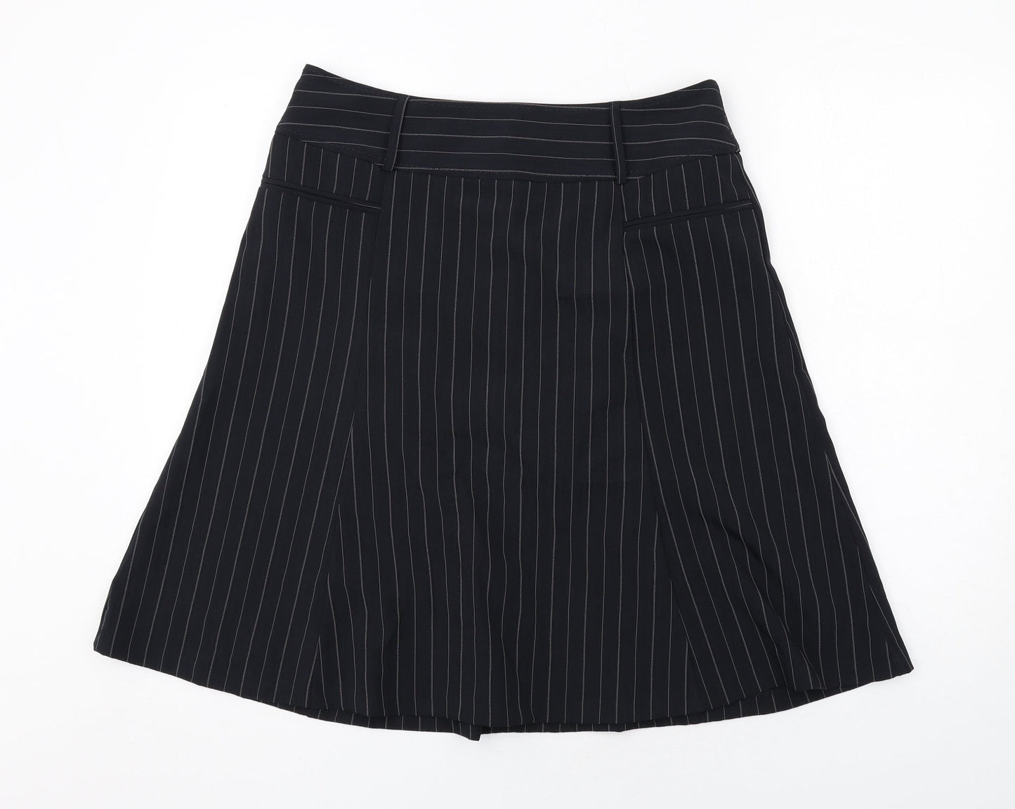South Womens Blue Striped Polyester Swing Skirt Size 14 Zip
