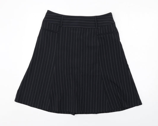 South Womens Blue Striped Polyester Swing Skirt Size 14 Zip