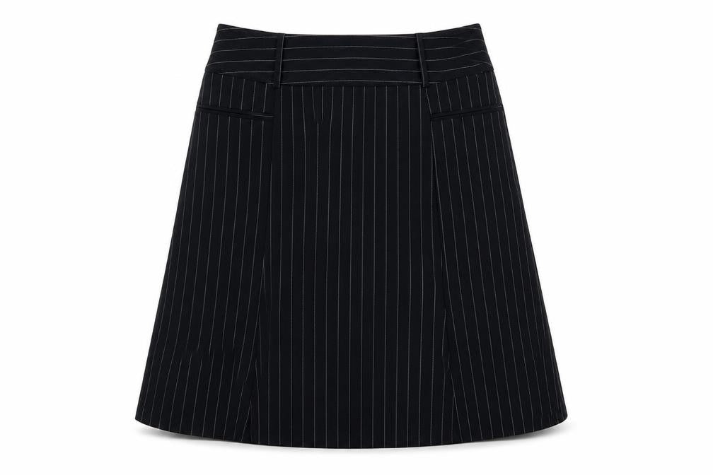 South Womens Blue Striped Polyester Swing Skirt Size 14 Zip