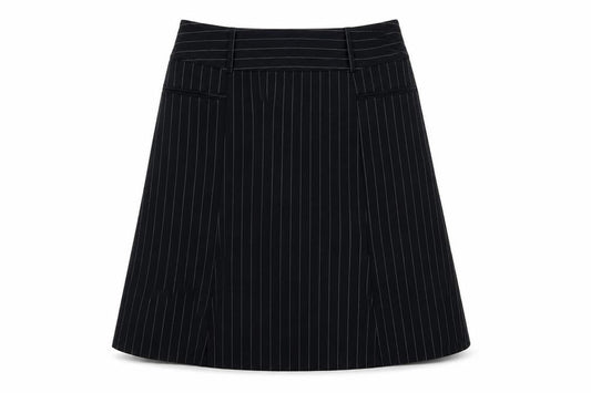 South Womens Blue Striped Polyester Swing Skirt Size 14 Zip