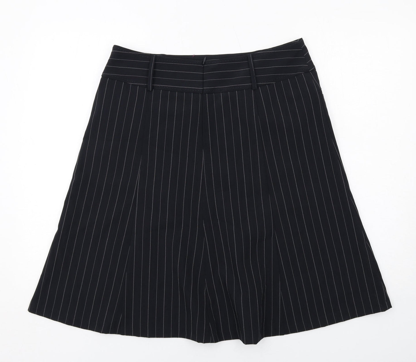 South Womens Blue Striped Polyester Swing Skirt Size 14 Zip