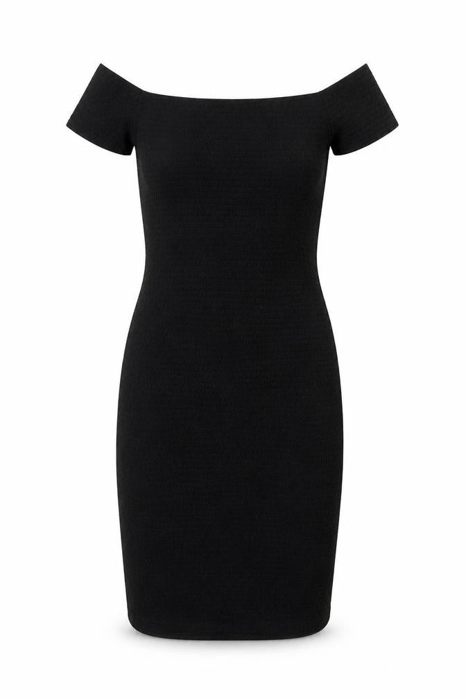 H&M Womens Black Polyester Pencil Dress Size S Boat Neck Pullover