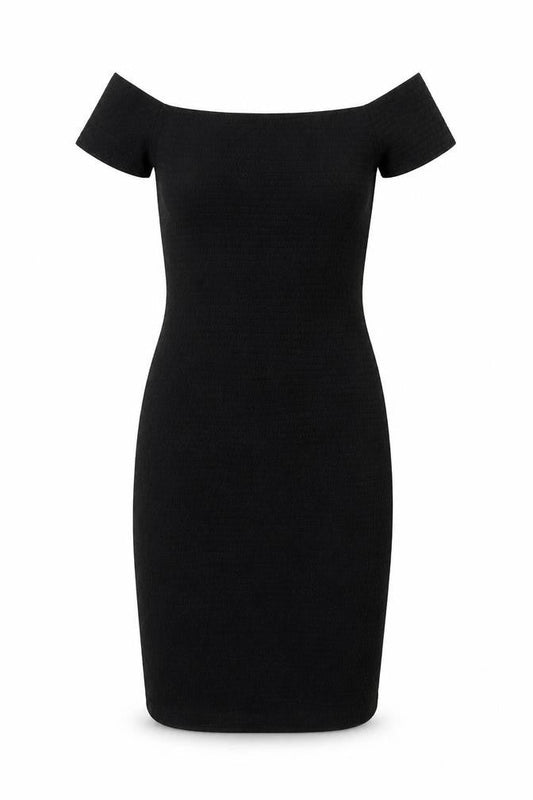 H&M Womens Black Polyester Pencil Dress Size S Boat Neck Pullover