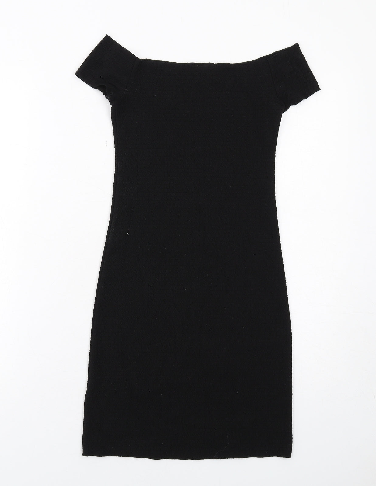 H&M Womens Black Polyester Pencil Dress Size S Boat Neck Pullover