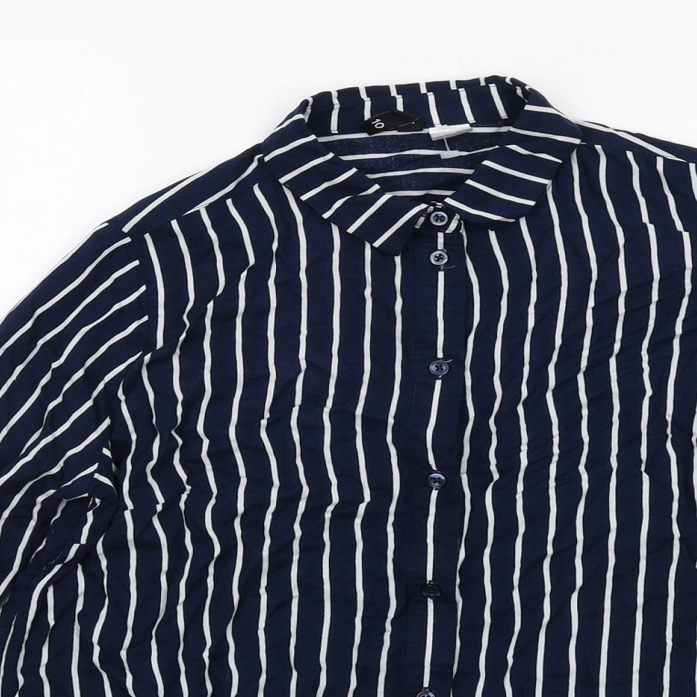 H&M Womens Blue Viscose Basic Button-Up Size 10 Collared
