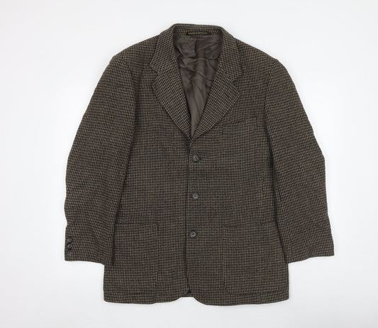 Marks and Spencer Mens Brown Geometric Wool Jacket Blazer Size 40 Regular