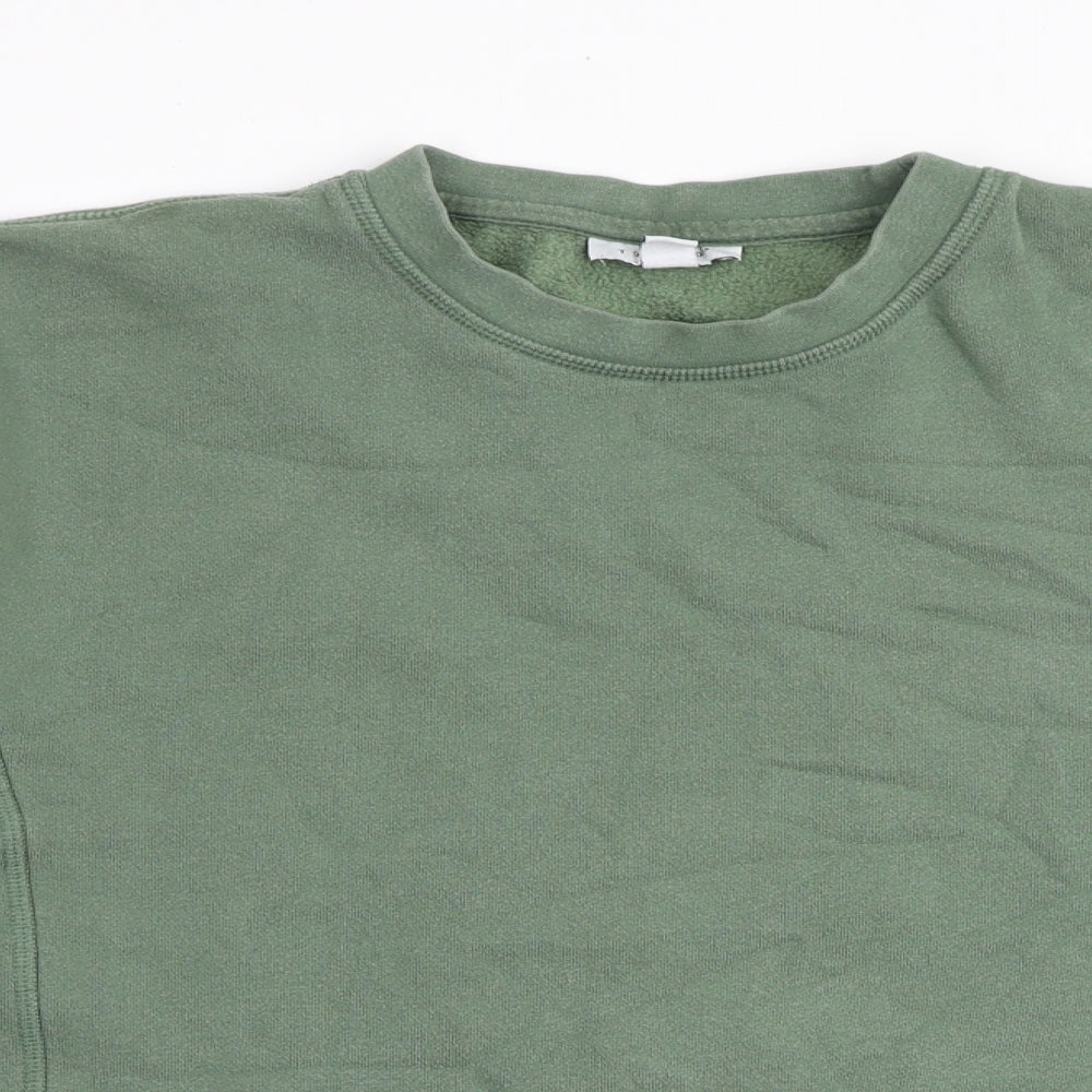 Topshop Womens Green Cotton Pullover Sweatshirt Size S Pullover