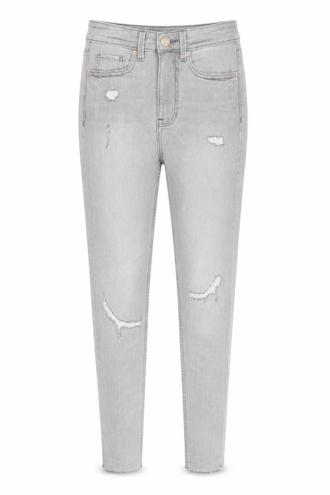 Marks & Spencer Womens Grey Cotton Skinny Jeans Size 6 Slim Zip