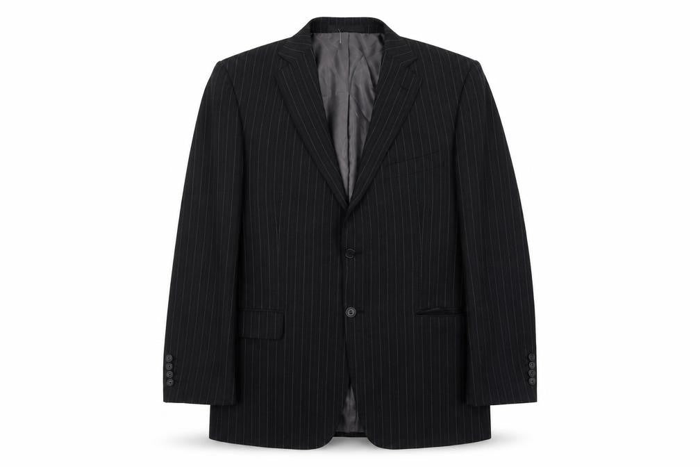 Marks & Spencer Mens Grey Striped Polyester Jacket Suit Jacket Size 42 Regular