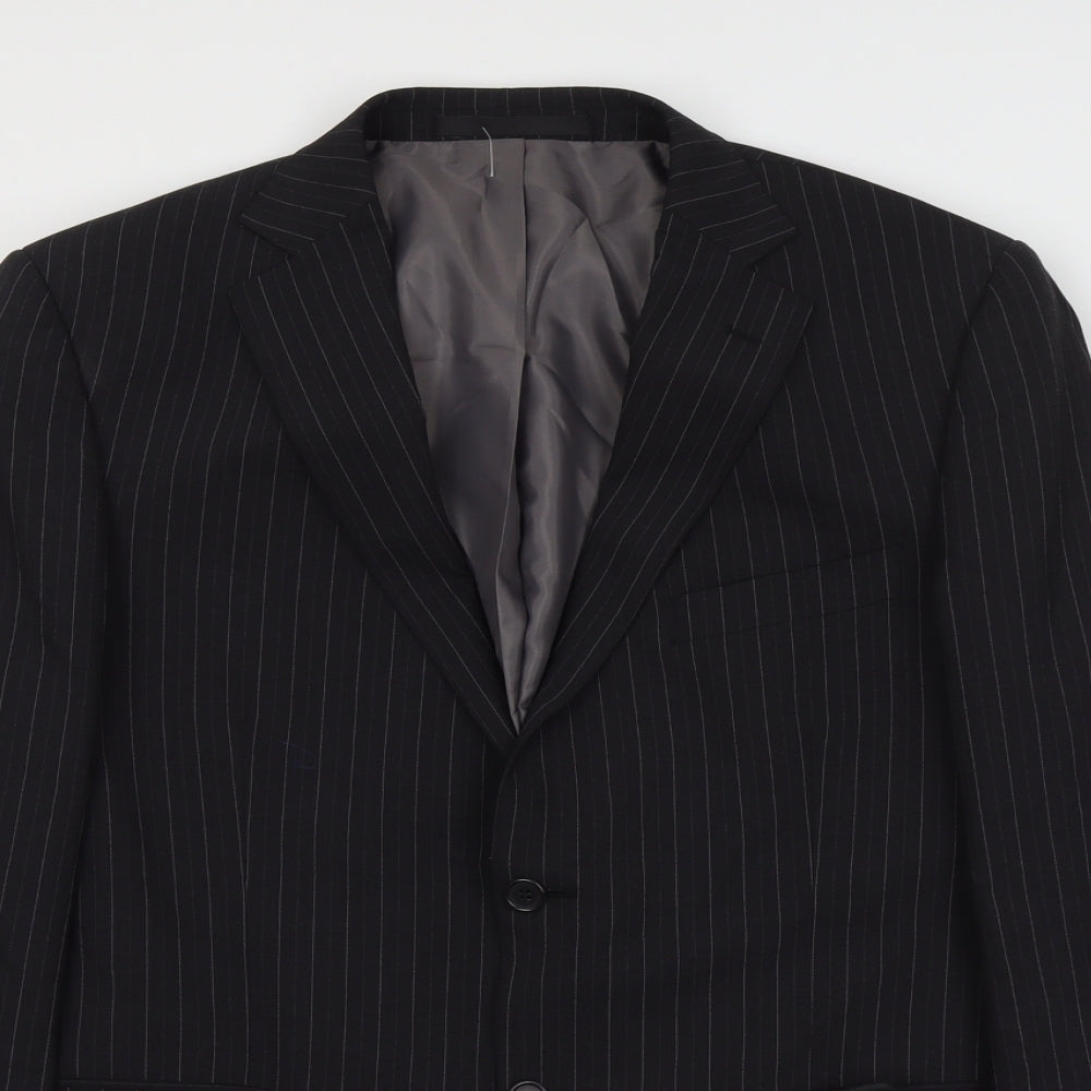 Marks and Spencer Mens Grey Striped Polyester Jacket Suit Jacket Size 42 Regular