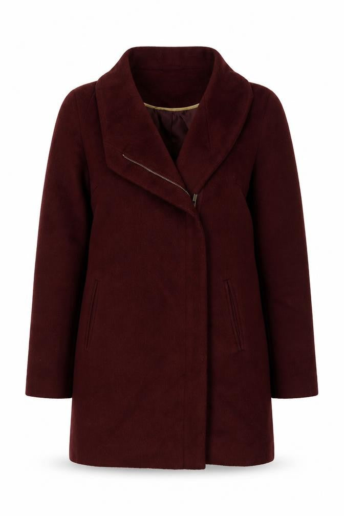 New Look Womens Red Overcoat Coat Size 10 Zip