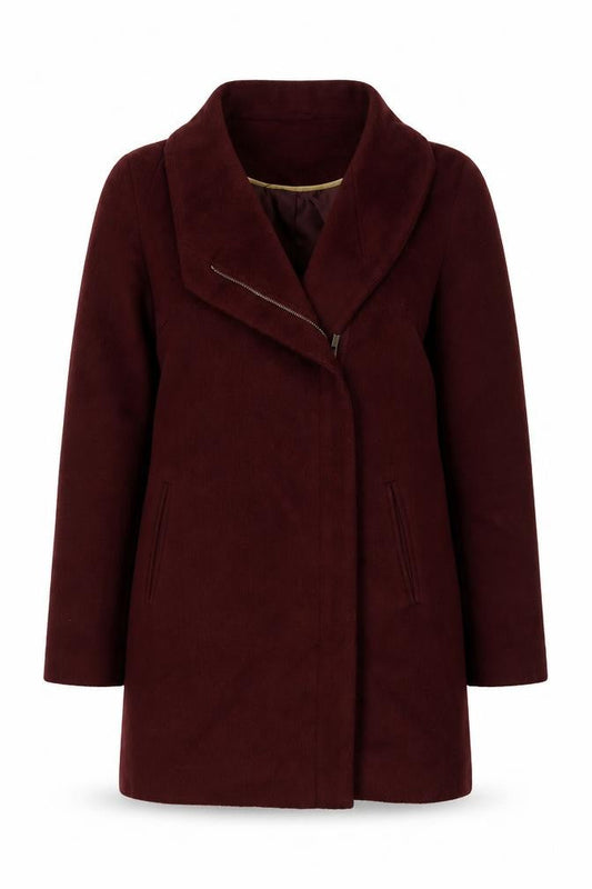 New Look Womens Red Overcoat Coat Size 10 Zip