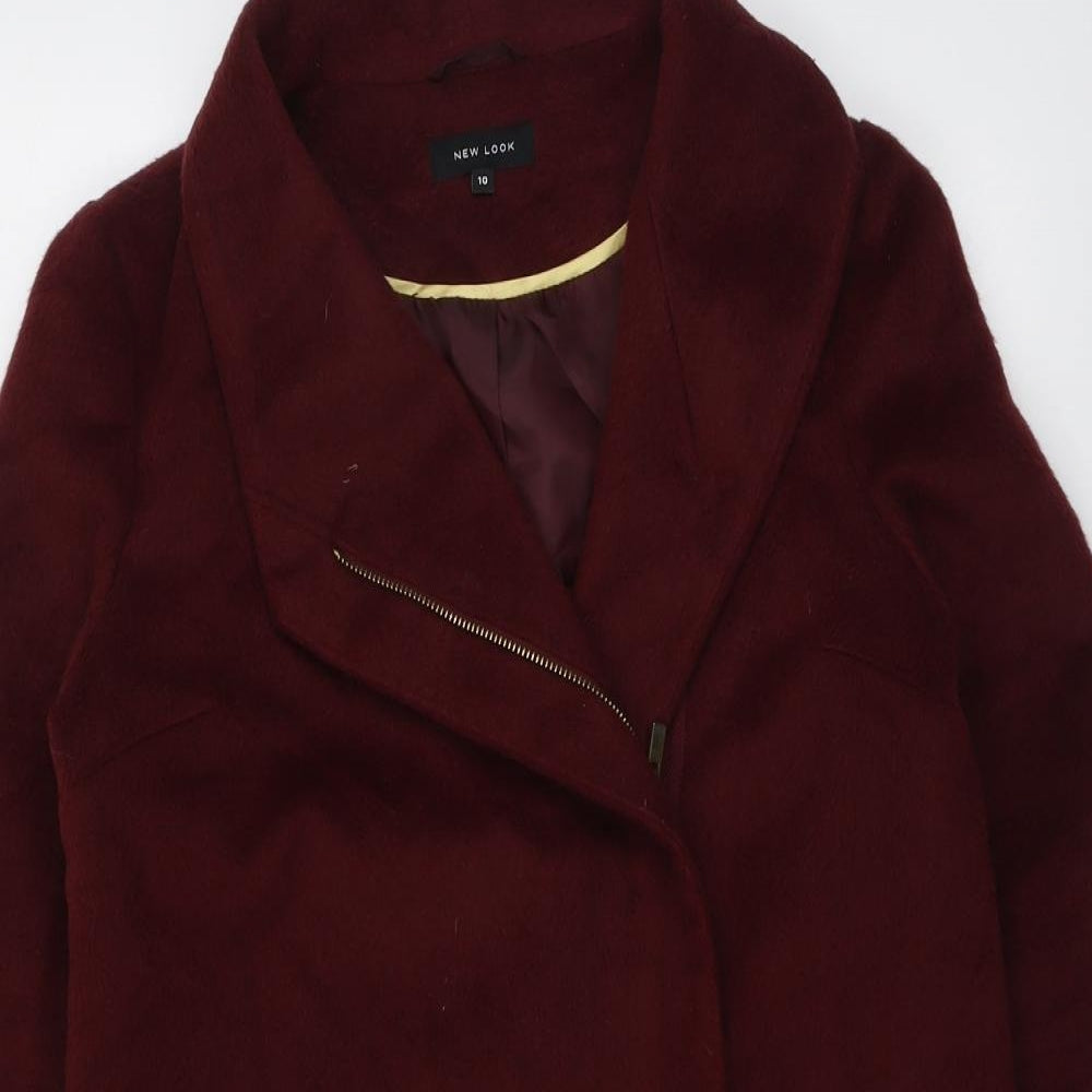 New Look Womens Red Overcoat Coat Size 10 Zip