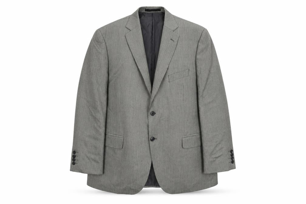 Marks & Spencer Mens Grey Striped Polyester Jacket Suit Jacket Size 46 Regular