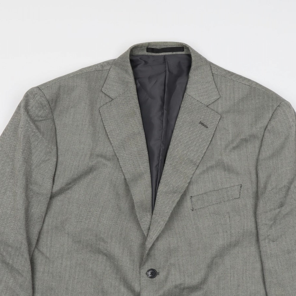 Marks and Spencer Mens Grey Striped Polyester Jacket Suit Jacket Size 46 Regular