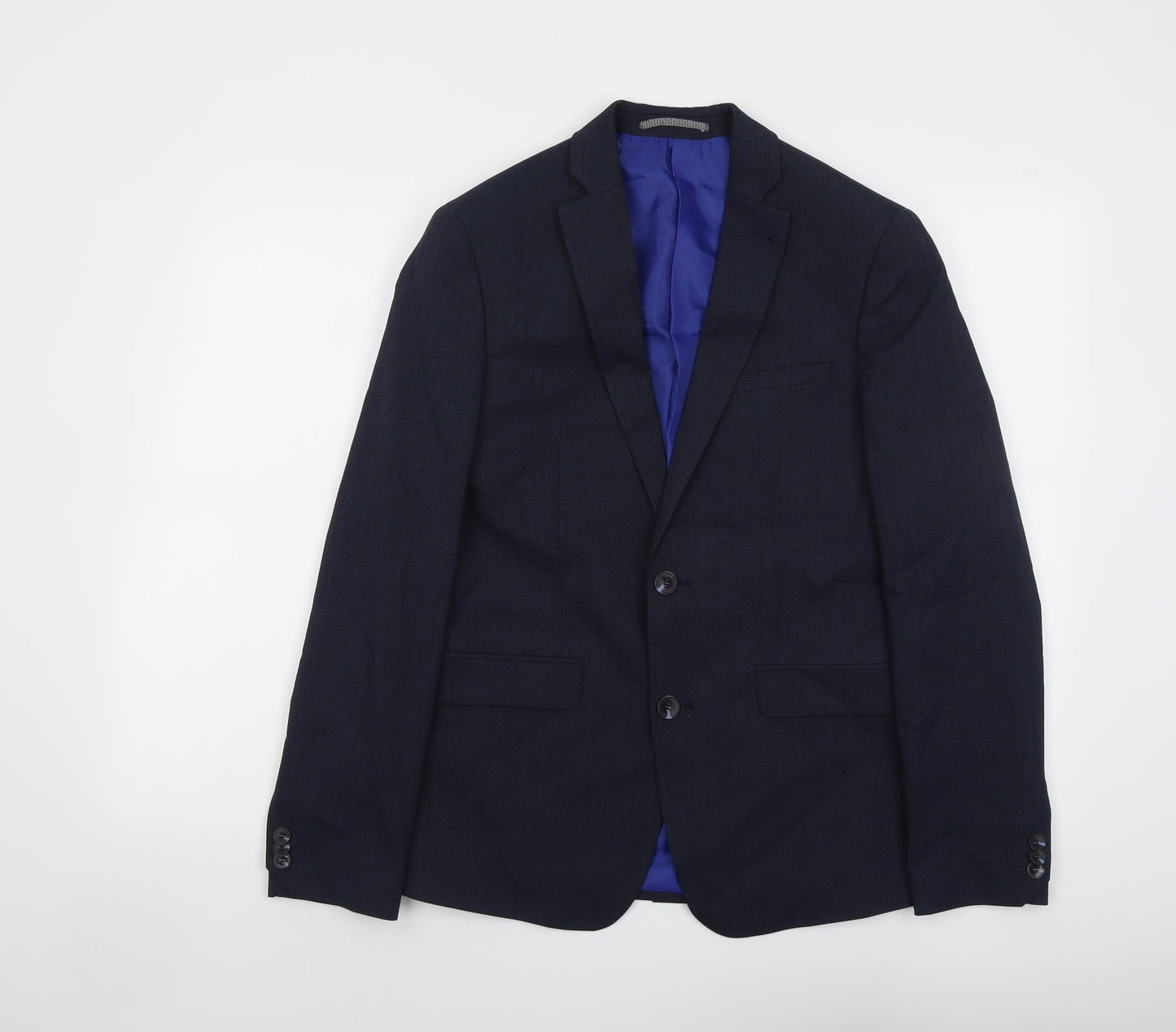 Marks and Spencer Mens Blue Striped Polyester Jacket Suit Jacket Size 36 Regular