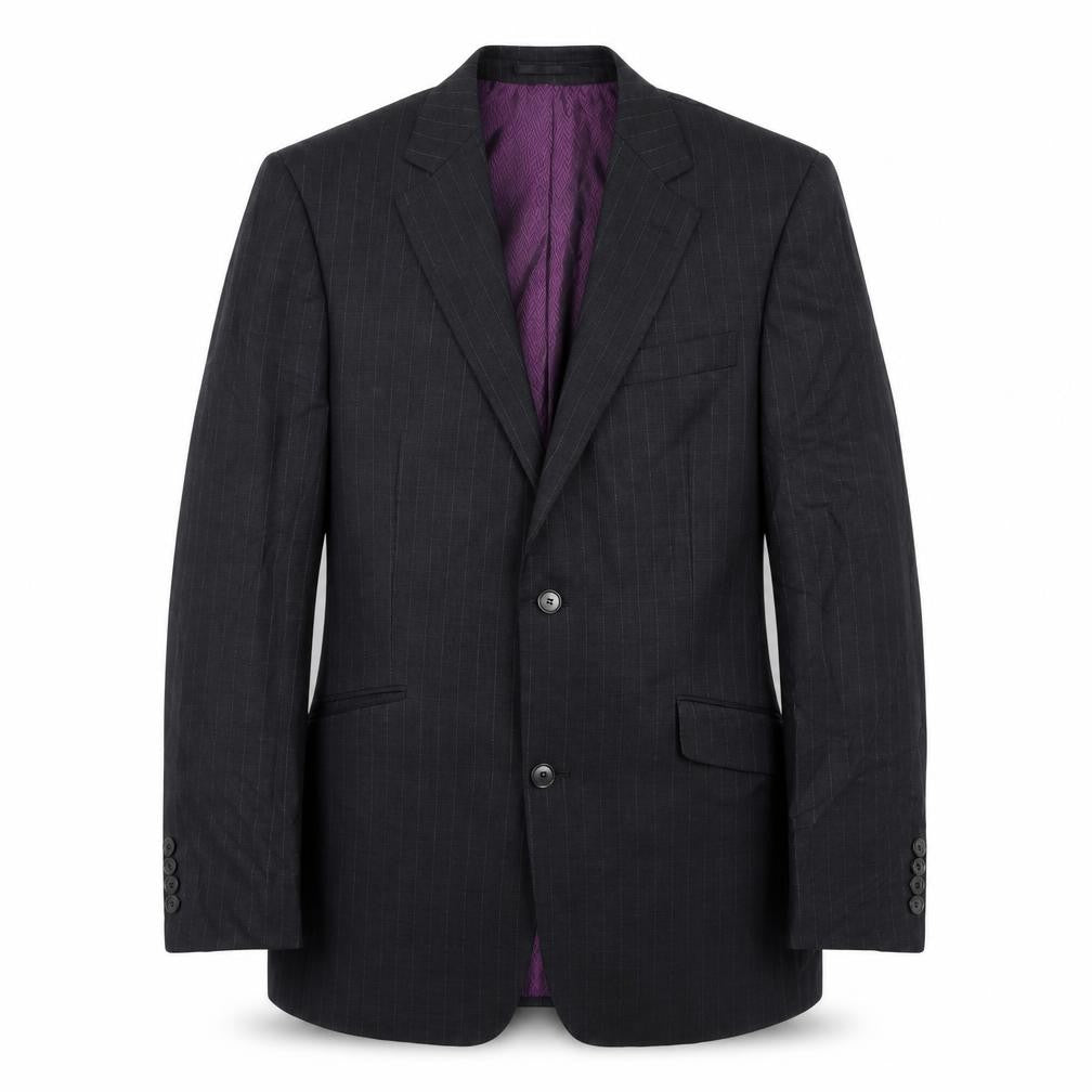 Racing Green Mens Grey Striped Wool Jacket Suit Jacket Size 42 Regular